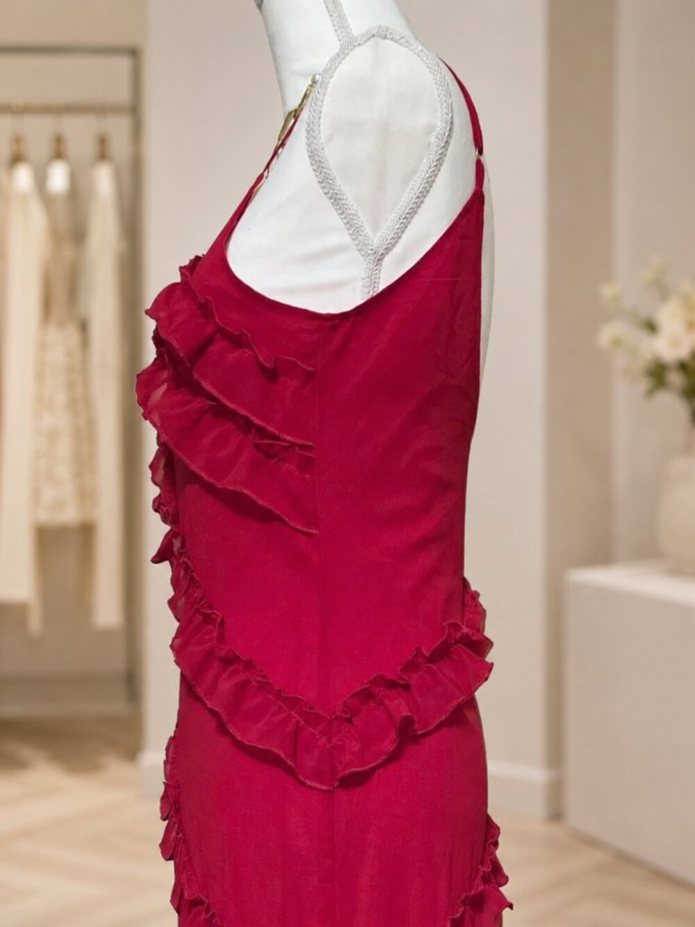 Love & Fun Red Ruffled Maxi Dress – Approx. Size Small - Picture 3 of 5
